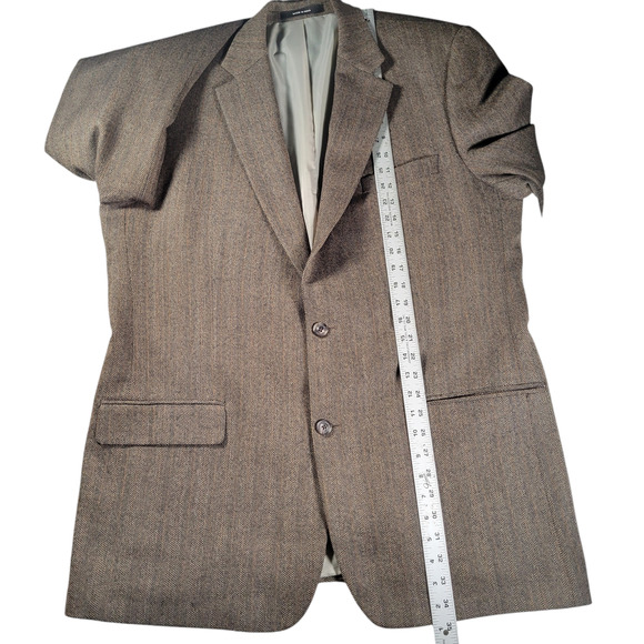 Etienne Aigner Blazer 44L Brown Herringbone Lambswool Sport Coat India Vtg - Picture 9 of 15